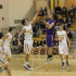 Senior Tristen Benn works hard on defense attempting to block a shot by Denison. Benn, along with four other seniors, were honored on Tuesday for Senior Night.