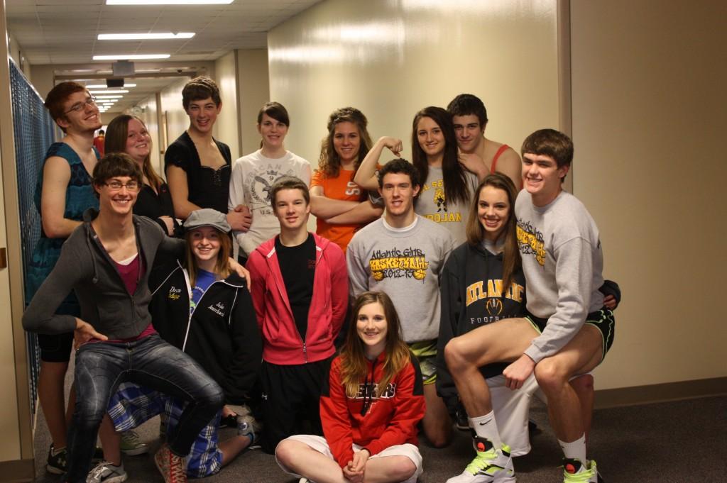 Students of Ms. Berryhill's Comp 106 class pose in their new clothes.