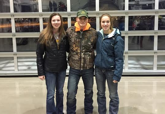 The three FFA members that attended the FFA leadership conference were (from left to right) freshman Emily Saeugling, senior Clint Hansen, and junior Haley Carlson.