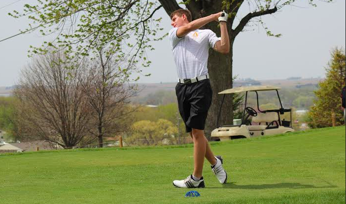 Kyle Nelson, shown here in a 2015 file photo, will serve as a senior leader on the golf team this season.