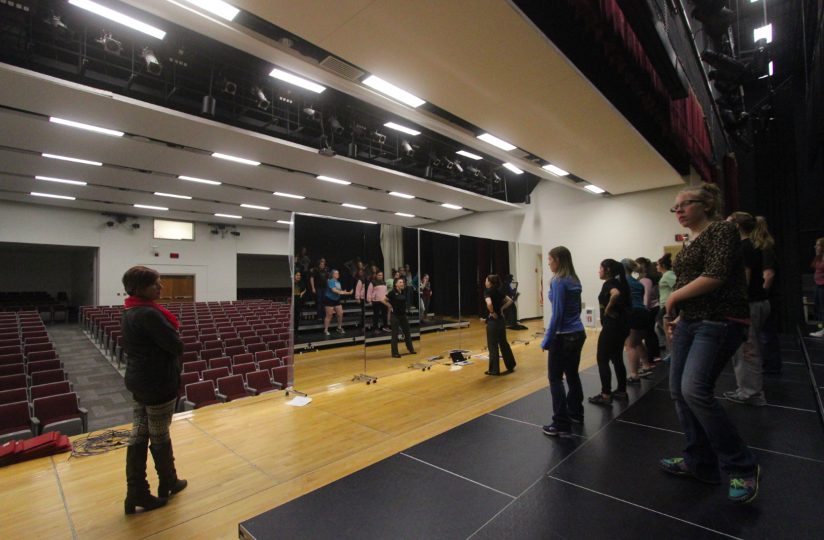 Pictured above is the freshmen girls show choir called Treble Makers learning their new choreography for Show Choir Blast.  Make sure to come out and support the choir program!