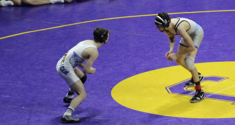 Carter Cox sets up his opponent for a takedown in his first match of the tournament. Cox would go on to win his next two matches and make the finals.