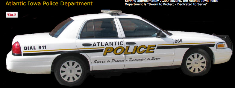 An Atlantic Police Department vehicle is featured on the home page of the Atlantic PD Website.