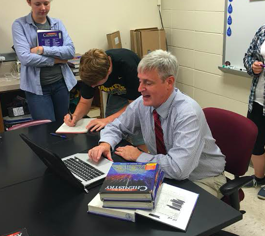 GOOD CHEMISTRY - New AHS teacher Jedd Sherman works with students in his new classroom. Sherman comes to Atlantic with experience as both a teacher and as an administrator.