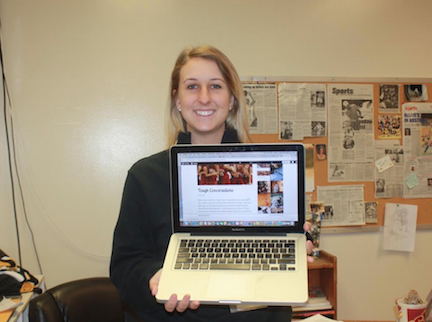 English teacher Emma Walker displays her blog  that went viral this past month. 