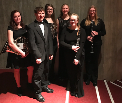 BAND PRIDE: Charity WIlliams, Sam Coder, Nadia Somers, Hannah Richter, Rebekah Hallman and Miranda Chipman were the six students who were accepted for the ISU honor band.  