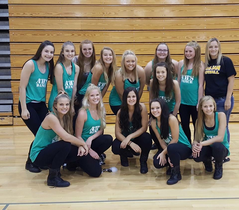 AHS Dance Team poses before their 2016 homecoming performance. 