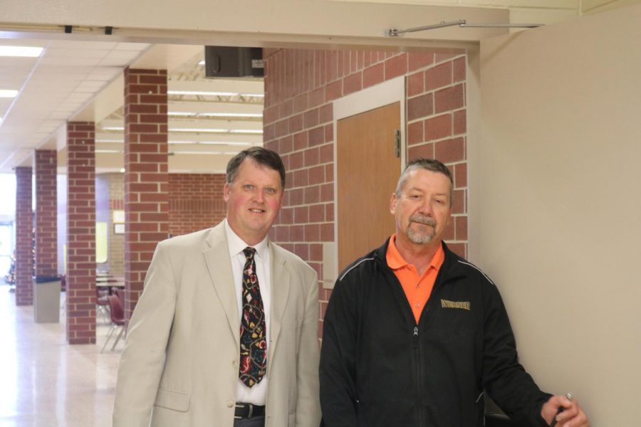 ON THE JOB - Superintendent Steve Barber chats with Russ Peck, ACSD Maintenance Director. 