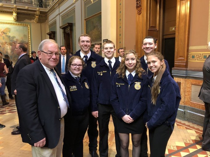 THANK YOU - Attending members from Atlantic smile with Senator Tom Shipley. During the legislative symposium, they were able to speak with Shipley and representative Tom Moore about agriculture and ag education topics.
