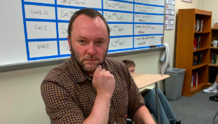 Randall Simpson hosts the documentary AO in his classroom. The AO is held on Wednesdays.