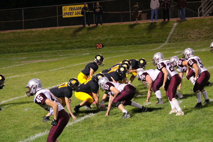 The Trojans get ready to snap the ball on Friday night. Atlantic had 600 yards worth of offense.
