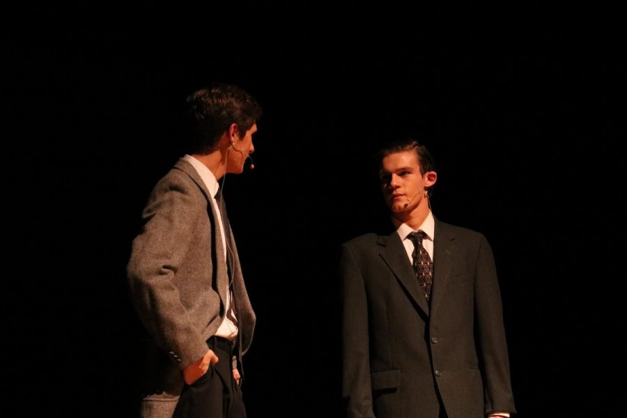 Seniors Zach McKay and Bradley Dennis have a heated conversation towards the end of the show. Both boys played associates of the U.S. Radium Corporation.