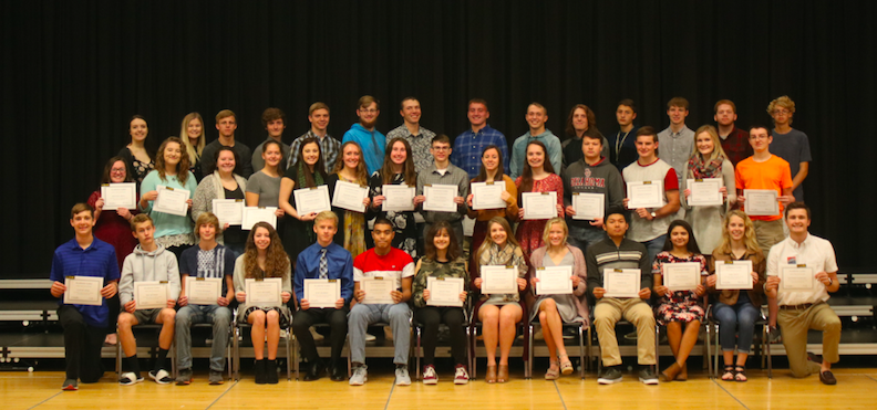 Last year's academic letter winners pose for a picture. Juniors and seniors can receive this honor.