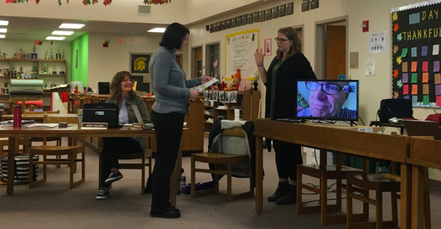 Laura McLean is sworn into her position of the Board of Education. McLean, Nick Hunt, and incumbent Jenny Williams, were the winners of the November election. 