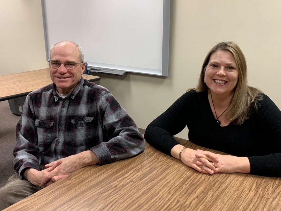 Newly-elected school board members Nick Hunt and Laura McLean smile for the camera. In order to prepare for the tasks of the Board, Hunt went to a leadership camp and McLean attended seminars.