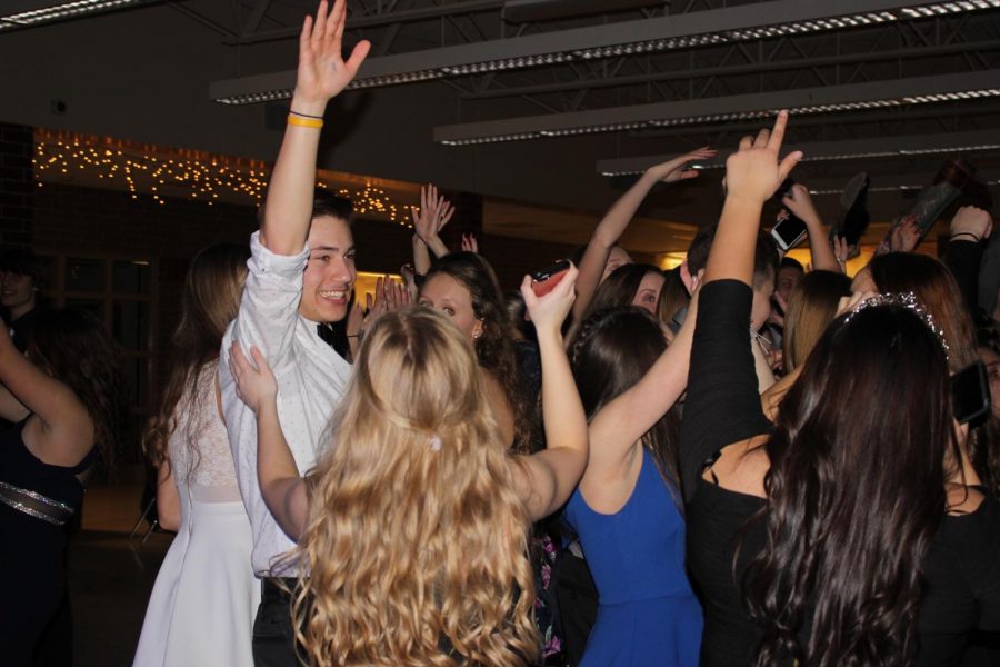 The crowd rages at last year's Winter Formal dance. Adriana Mendez was crowned queen at the event.