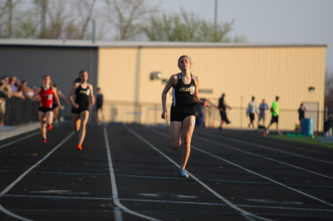 Junior Haley Rasmussen sprints down the track during the 2018-19 seasons. The track season began on Monday, Feb. 17 for students not involved in a winter sport.