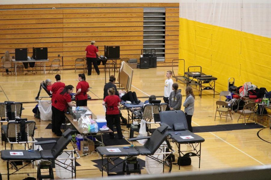 Atlantic's NHS chapter hosts at least two blood drives a year, one in the fall and one in the spring. This is a photo from a past event.