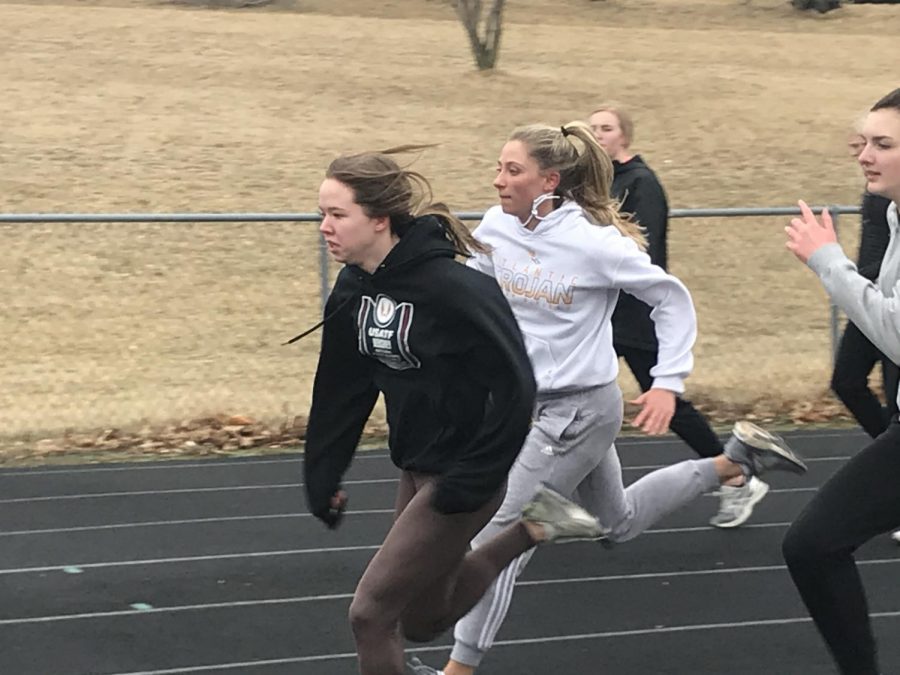 Freshman Jazzy Dagel practices her skills at track practice. She competes in sprinting events.