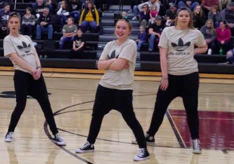 Members of the Villa Dance Company showcase their talent at a halftime performance this year. Hip hop is just one of the many classes freshman Gracie Flinn takes.