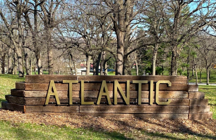 The newly-added Atlantic signs can be found by both entrances to Sunnyside Park. Eggs were hidden in and around the sign during the Easter egg hunt.