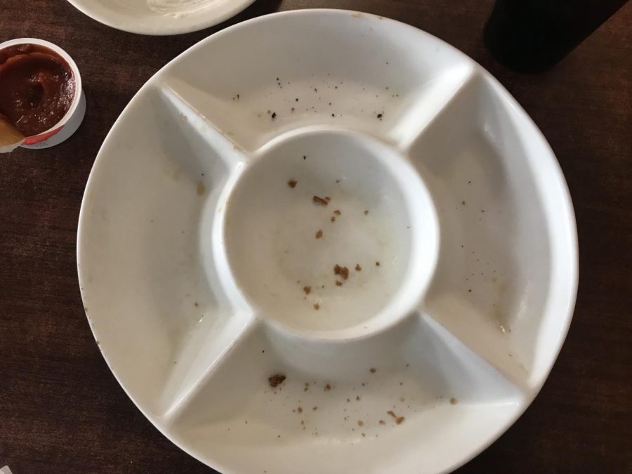 A clean plate and an opened ketchup packet was all that was left after we visited our first location in the appetizer journey.