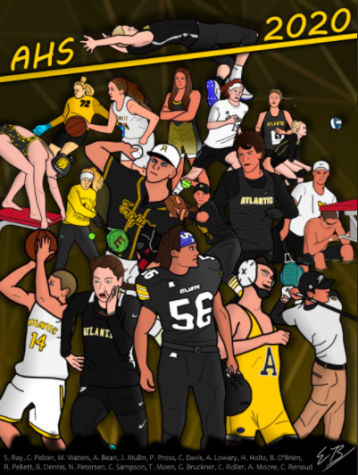 Senior Evan Brummers artwork was posted on twitter at the beginning of April. The poster showcases senior athletes from AHS.