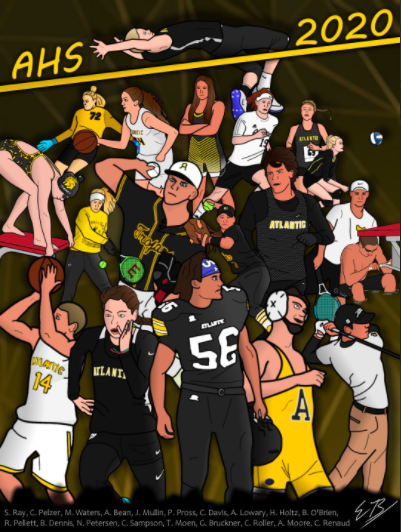 Senior Evan Brummer's artwork was posted on twitter at the beginning of April. The poster showcases senior athletes from AHS.