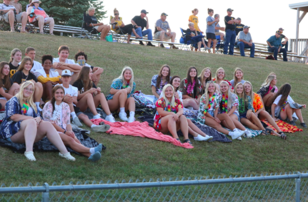 Student sections have already kicked off at away football games. While playing Underwood, last week's theme was Hawaiian. Social distancing was not enforced during the game.