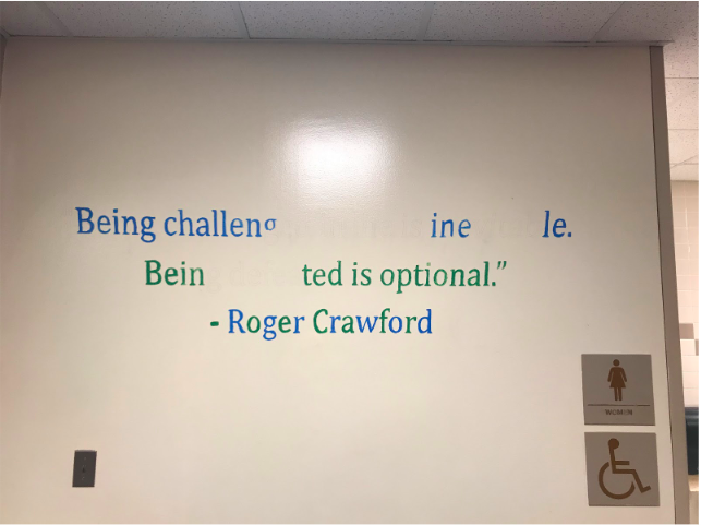 The quotes in the hallway are meant to be inspirational and stand out to students. Last years leadership class was unable to finish them before school was shut down. 