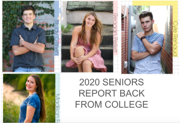 Four+members+of+the+class+of+2020+share+how+their+experience+at+college+has+been.+Madison+Fell%2C+Reagan+Pellett%2C+Brody+O%E2%80%99Brien%2C+and+Cyle+Renaud+discuss+the+challenges+of+living+on+campus+during+a+pandemic.