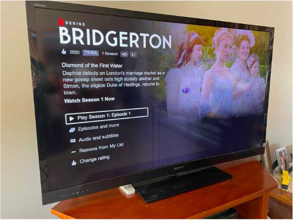 With 8 episodes averaging an hour length, the show “Bridgerton” can be streamed on Netflix.