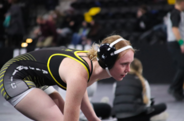 Senior Mia Trotter wrestles her way through the Girls State Tournament, ending the day 2-2. Three girls from Atlantic represented our school at the tournament. 