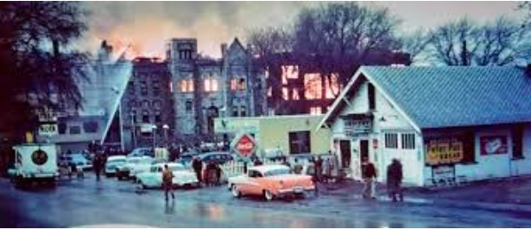 This is the original Atlantic High School. After the school closed, it became home to the Cappadelle Apartments. It burnt down in 1955 and became known as the greatest fire in Atlantic, Iowa’s history.