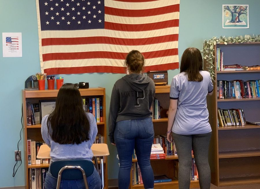 The Pledge is recited over the intercom every day. Students choose to participate or not. 
(Photo illustration)