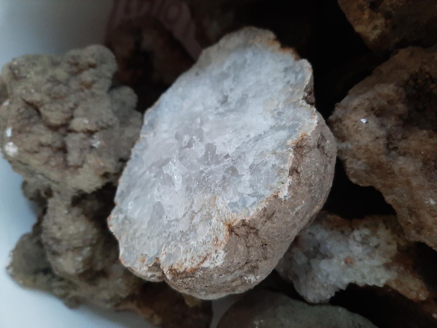 Breaking Open a Keokuk Geode with Crystals Inside 