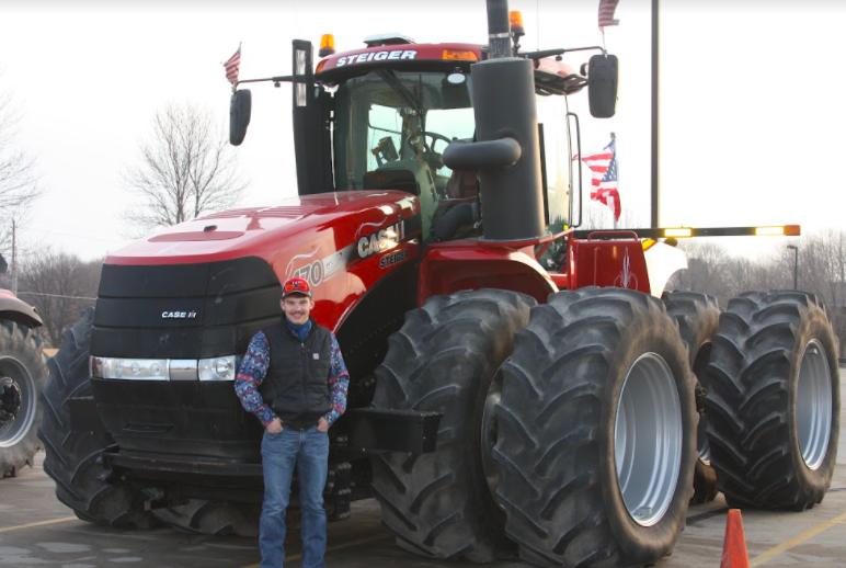 Junior Daniel Freund drove his tractor to school on March 4. 