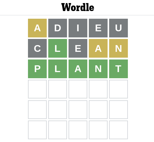 SAVE OUR EARTH- On Earth Day, Wordle made their word Plant. Make sure you go out and recycle!