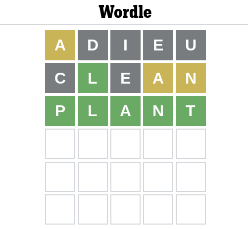 SAVE OUR EARTH- On Earth Day, Wordle made their word "Plant." Make sure you go out and recycle!