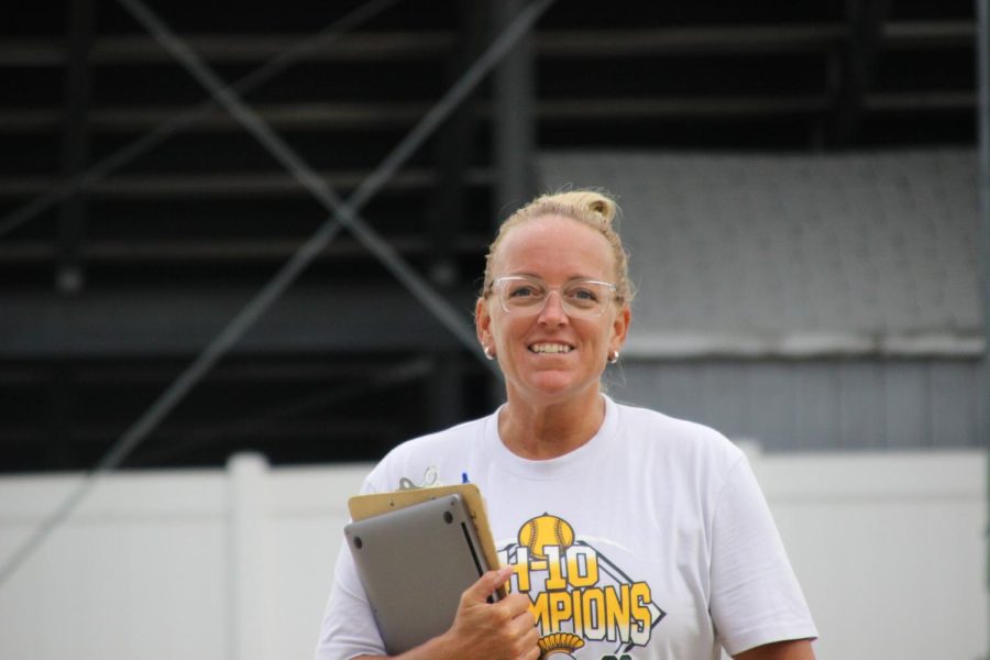 Molly OHara smiles for a picture while teaching her Physical Education class.