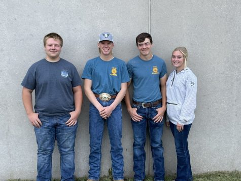 Members of the Livestock Evaluation team included Brett Dreager, Dylan Comes, Joaquin Wales, and McKenna Sonntag.