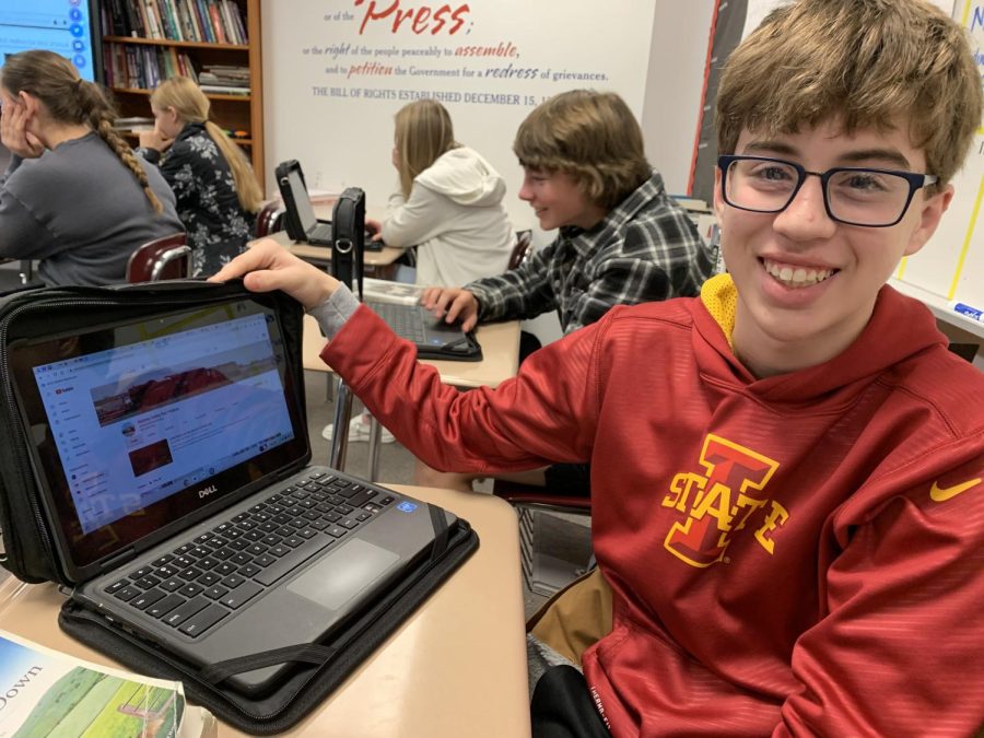 Freshman Cameron Schwartz's YouTube channel "Nishna Valley Rail Videos" has nearly 500 followers. Schwartz started his channel in 2018.  It has had over 150,000 views.