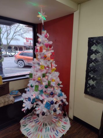 RAINBOW TREE-
The CAP Tree stands at Effects Salon on Chestnut Street in Atlantic. Lydia Goehring from the salon reached out to Johnna Joy, who founded CAP. Goehring wanted a safe place where it would have been seen with ornaments.