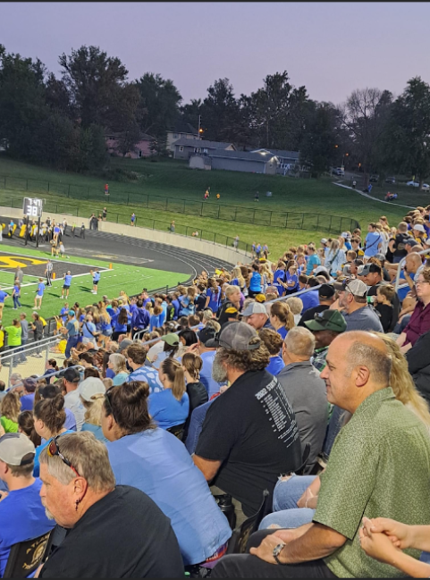 The+Atlantic+community+rallied+together+for+Pauley+by+wearing+blue+to+the+football+game+against+Creston.