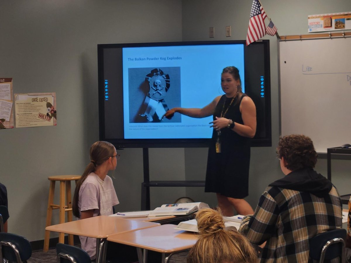 New AHS faculty member Stephanie Kelley teaches her 3rd period World History class. 