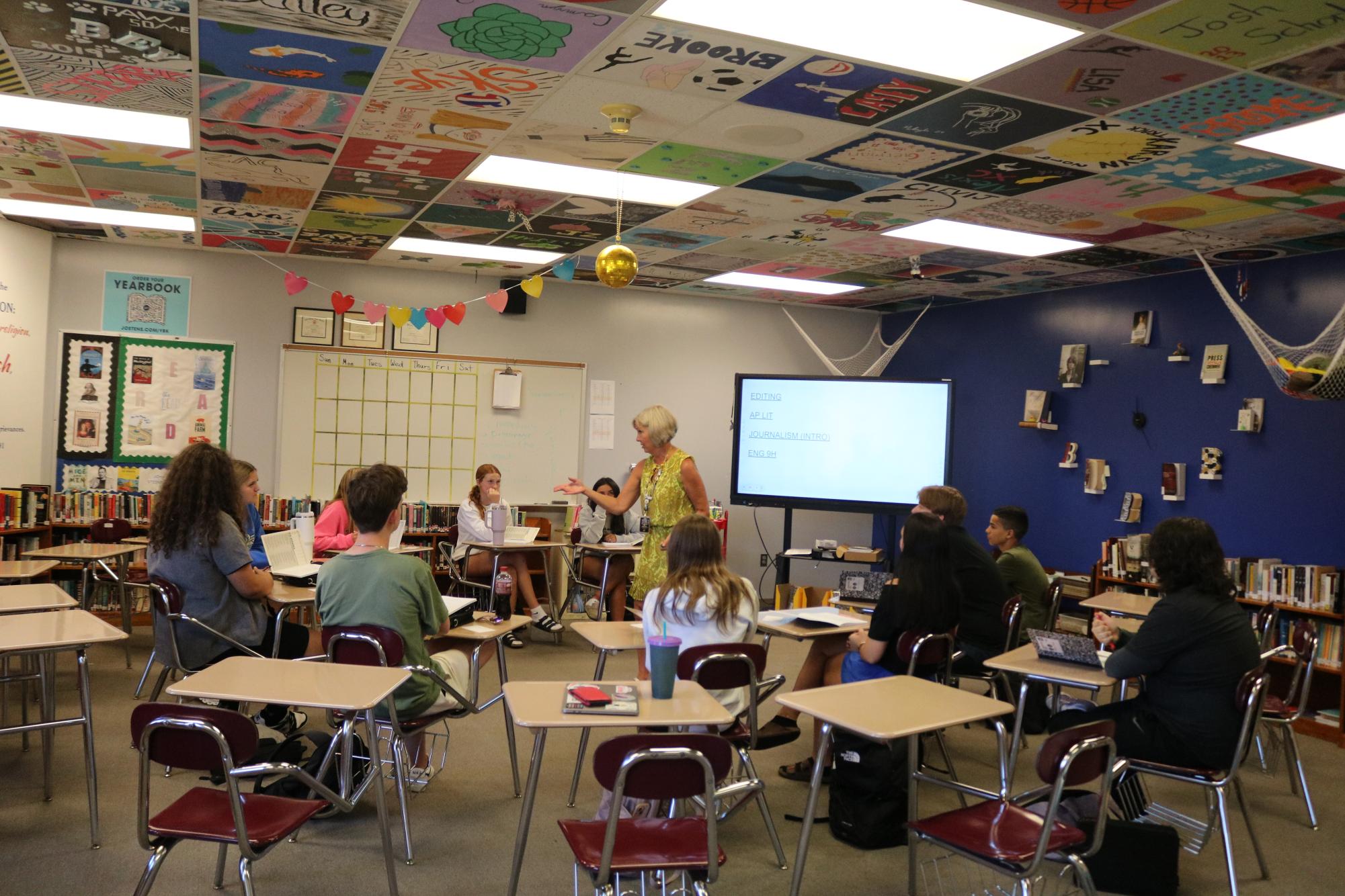 Educator Allison Berryhill teaches her Journalism Production (JP) class the ethics of journalism. Ethics were one of the primary lessons taught by Berryhill to her introductory students.