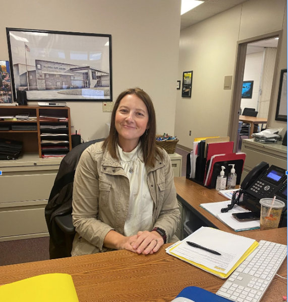 Kerry Jepsen at her new desk. 