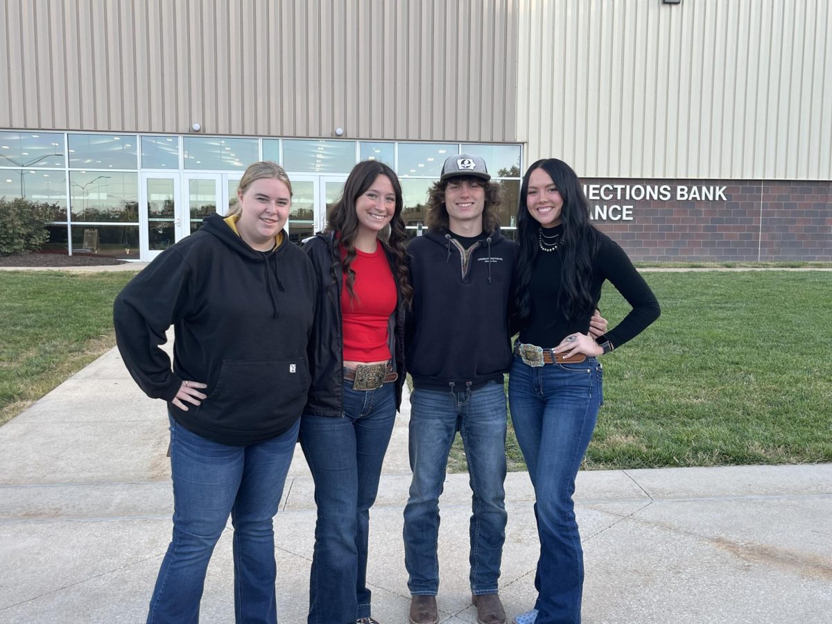 The FFA Knowledge and Farm Business Exam team: Mia Kloewer (12), Lily Johnson (11), Jarrett Hansen (12), and Lauren Comes (11).