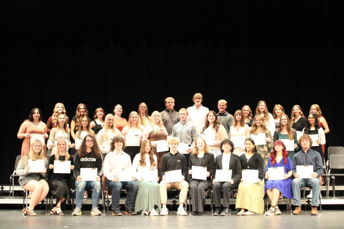 ACADEMIC ASSEMBLY-- Seated are all of the 2024-2025 Academic letter Winners. 