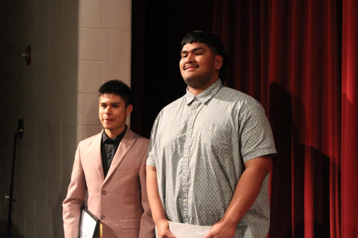 Zarel Perez-Gonzalez and Reed "Sunny" Flaisek stand together at 2025 Senior Night.